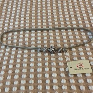 Grace Karin silver waist floral belt